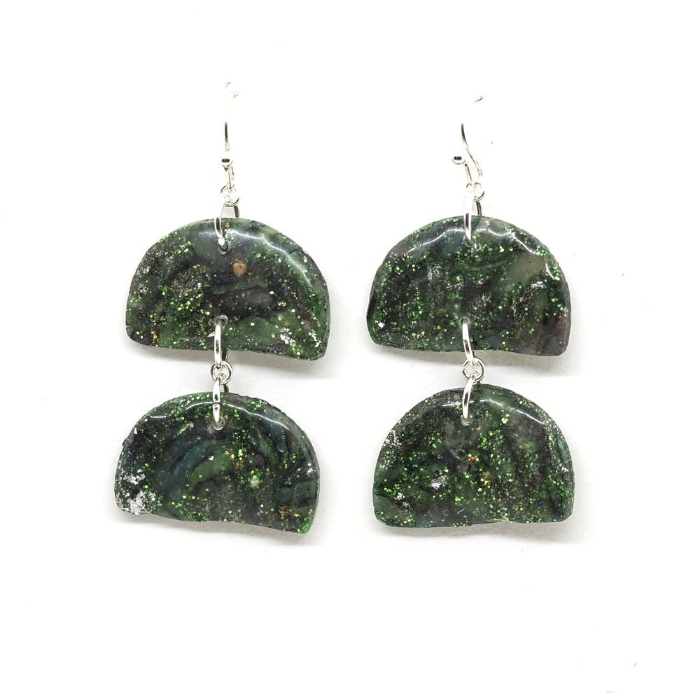 Green Halves Earrings